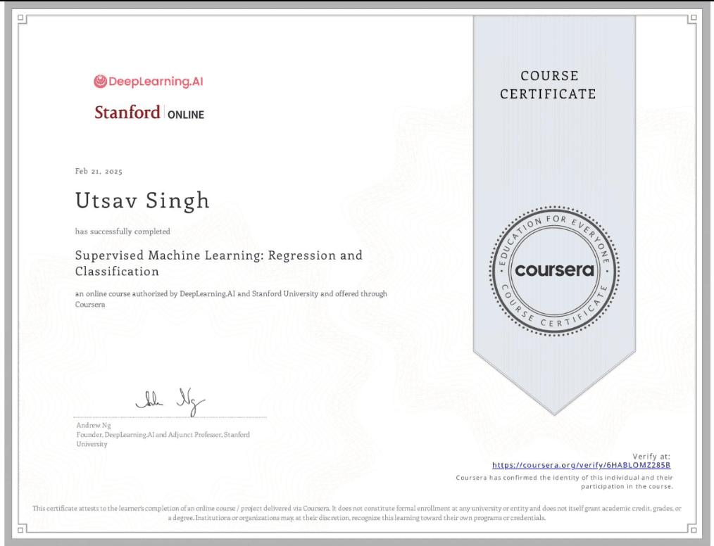 Supervised Machine Learning: Regression and Classification