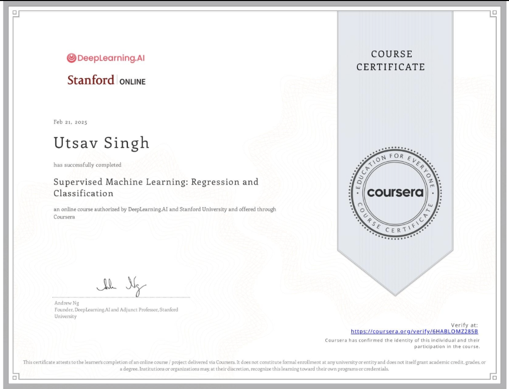 Supervised Machine Learning: Regression and Classification